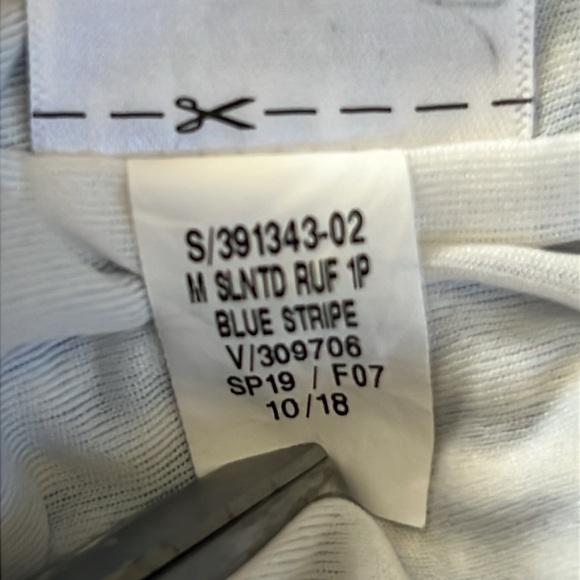 Old Navy girls striped ruffle swimsuit. Blue and white vertical stripe - Picture 8 of 8